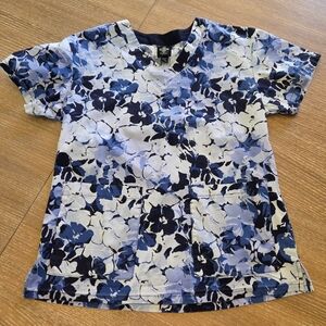 Med Couture Scrub Women's Top Blue Floral XS